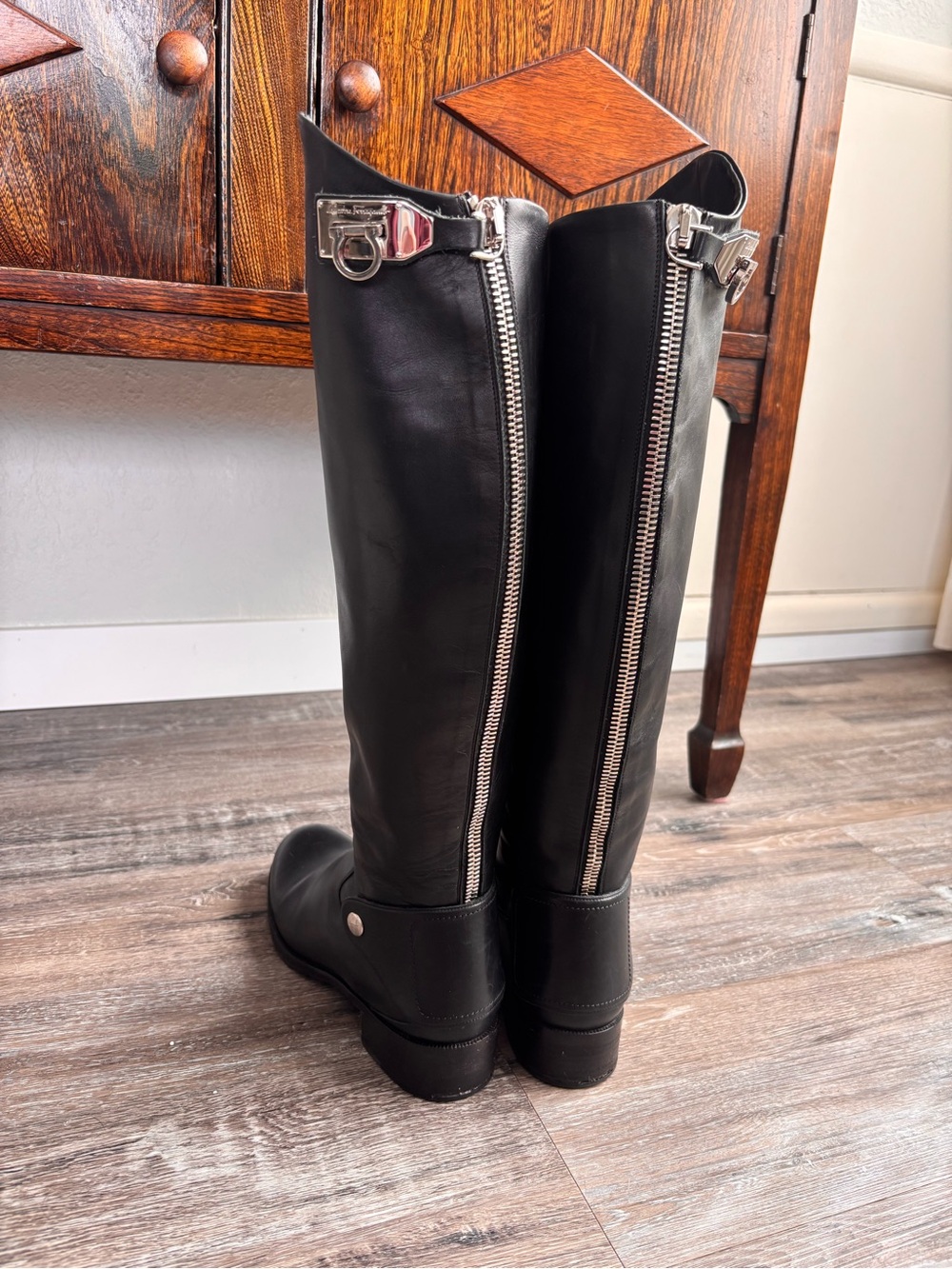 Ferragamo Black Rodi Riding Boots - Picture 3 of 15